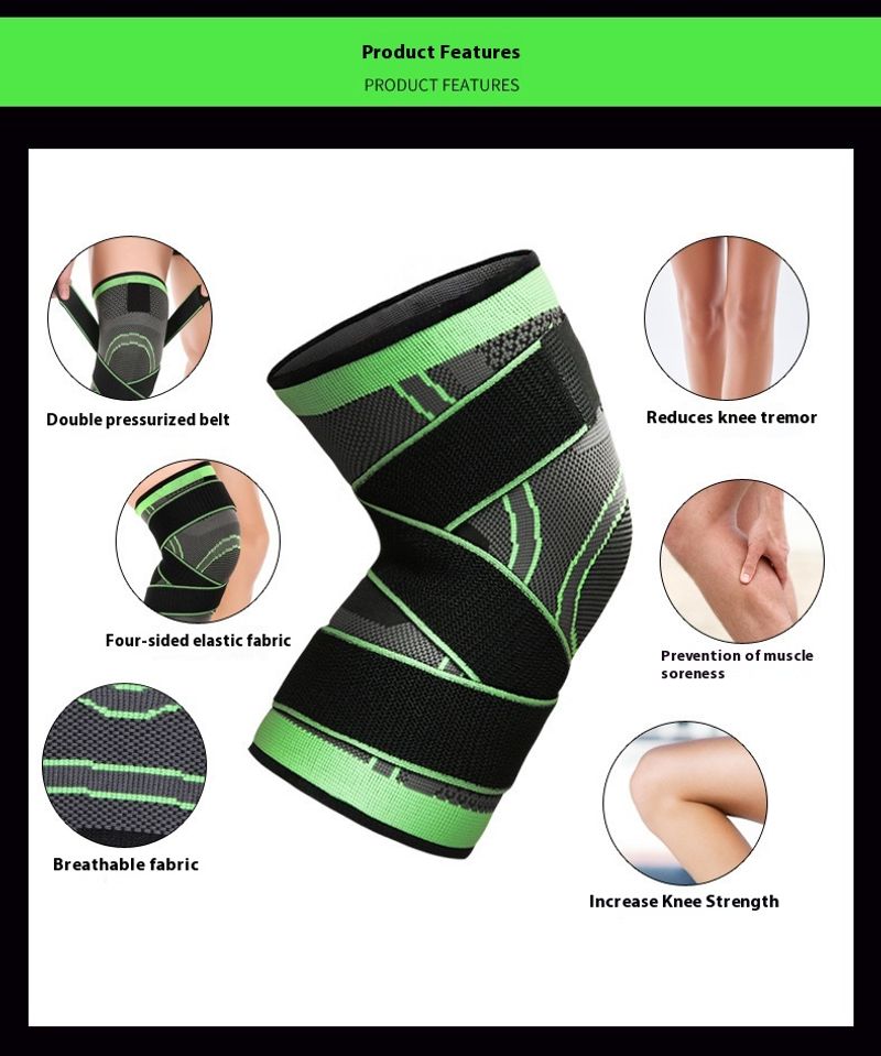 Ginocchiere sportive traspiranti in maglia per ciclismo, basket, corsa, outdoor con doppia cinghia di pressione per una maggiore resistenza_voghion.com