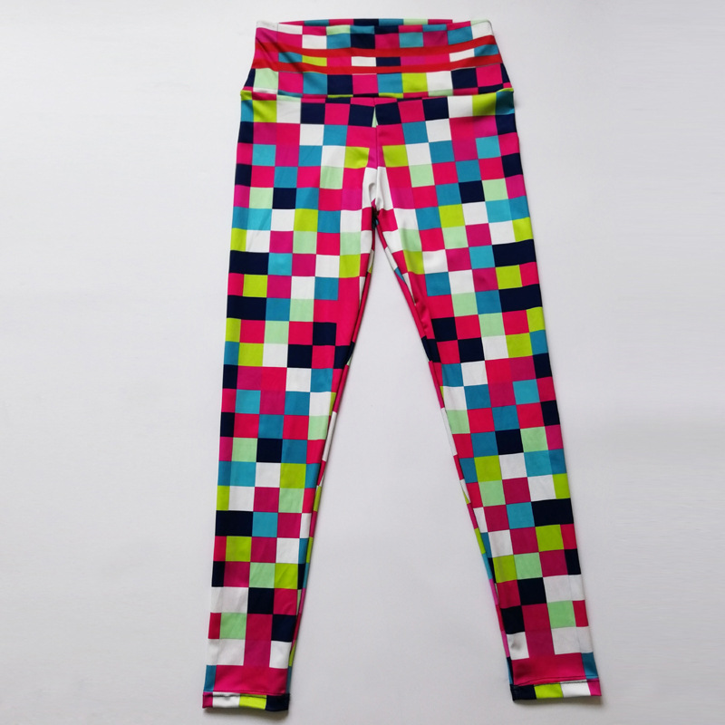 Pantaloni fitness traspiranti con stampa digitale a mosaico, pantaloni da yoga con leggings dimagranti e ad asciugatura rapida_voghion.com