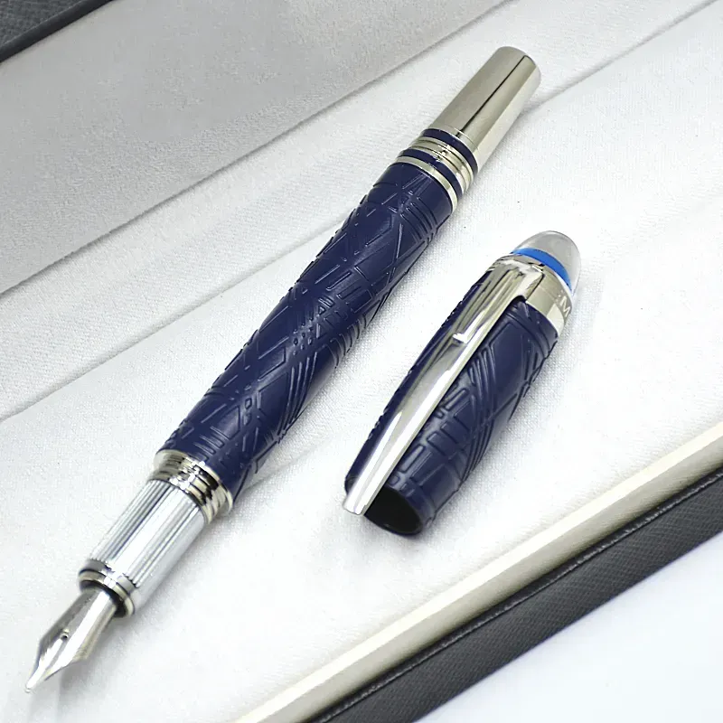 wholesale Wholesale Wholesale Luxury Monte Starwalk Blue Crystal Top Rollerball Pen Ballpoint Pen Metal Relief Barrel Office Writing Fountain Pens_voghion.com