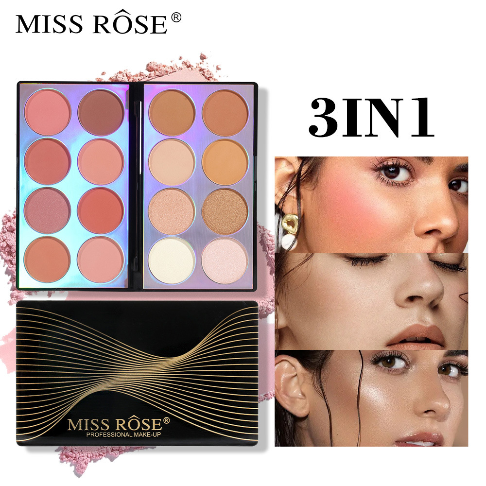 Makeup Matte Blush Contouring All In One Face Brightening Highlight Pearlescent Eyeshadow Palette_voghion.com