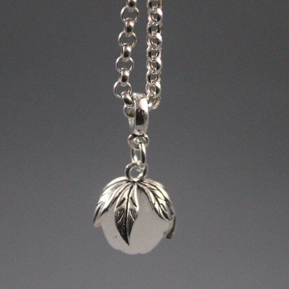 Ketten Anhänger Lotus aus reinem Sterlingsilber, Sier weißer Jade, 3,8 cm hoch, mit Kette, 50,8 cm lang_voghion.com