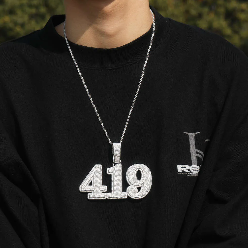 Collana Hip Hop fai da te con ciondolo a lettera numerica in diamanti, collana classica GRA moissanite, diamante, oro, argento sterling_voghion.com