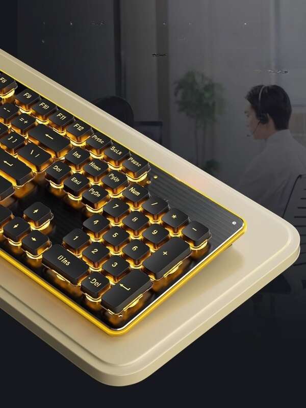 Wired Silent Keyboard High Value Mechanical Feel Backlight Tablet Laptop Typing Girl Office_voghion.com