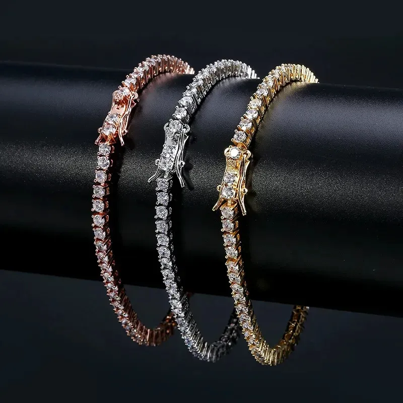 Fashion Designer Tennis Bracelets Moissanite Jewelry Men Rise Gold Sier Tenis Bracelet Iced Out Chain Fashion Jewelrys_voghion.com