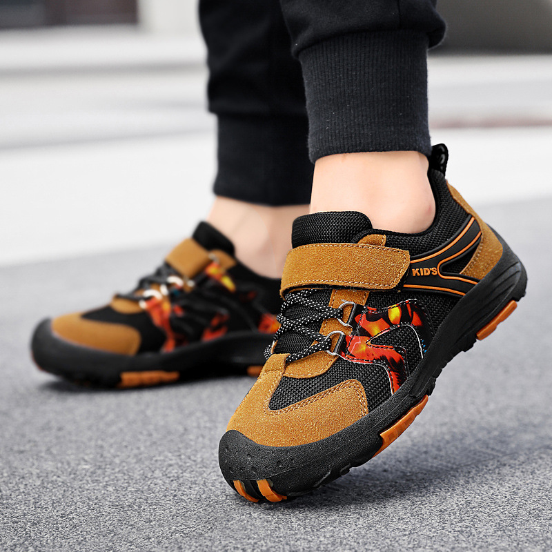 Kids‘ shoes children’s outdoor hiking shoes boys spring and autumn new girls mesh breathable primary school students wear resistant sports shoes