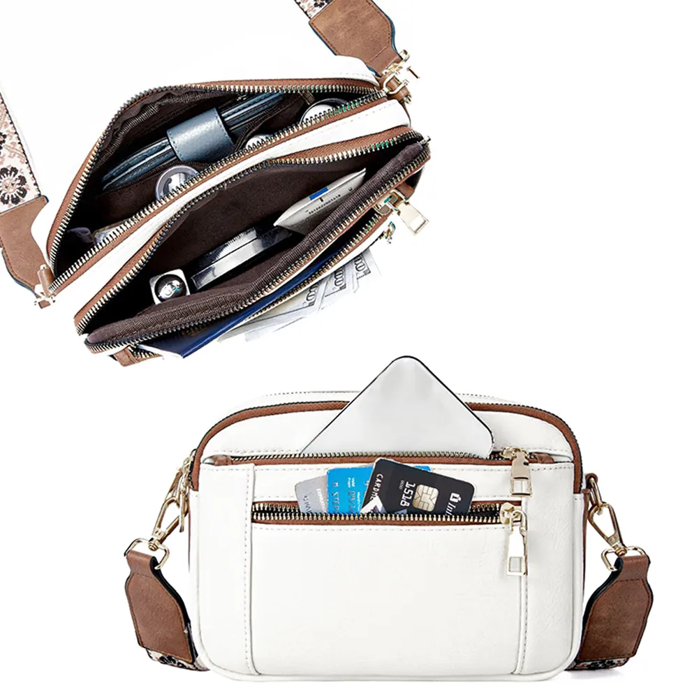 Borsa a tracolla alla moda in PU da donna, grande capacità, casual, con tracolla regolabile, piccola borsa quadrata chic._voghion.com