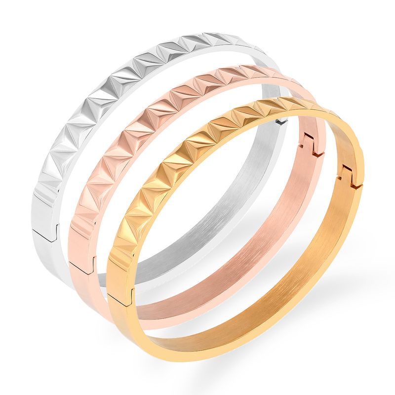 Bangles Titanium Steel Buckle Bracelet Punk Style Rivet Convex Female Three Colors_voghion.com