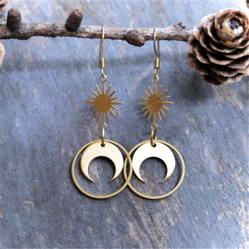 Earrings Star, sun and moon cosmic earrings_voghion.com