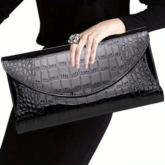 Pochette à bandoulière en cuir verni imprimé grande capacité pour femme 240924_voghion.com
