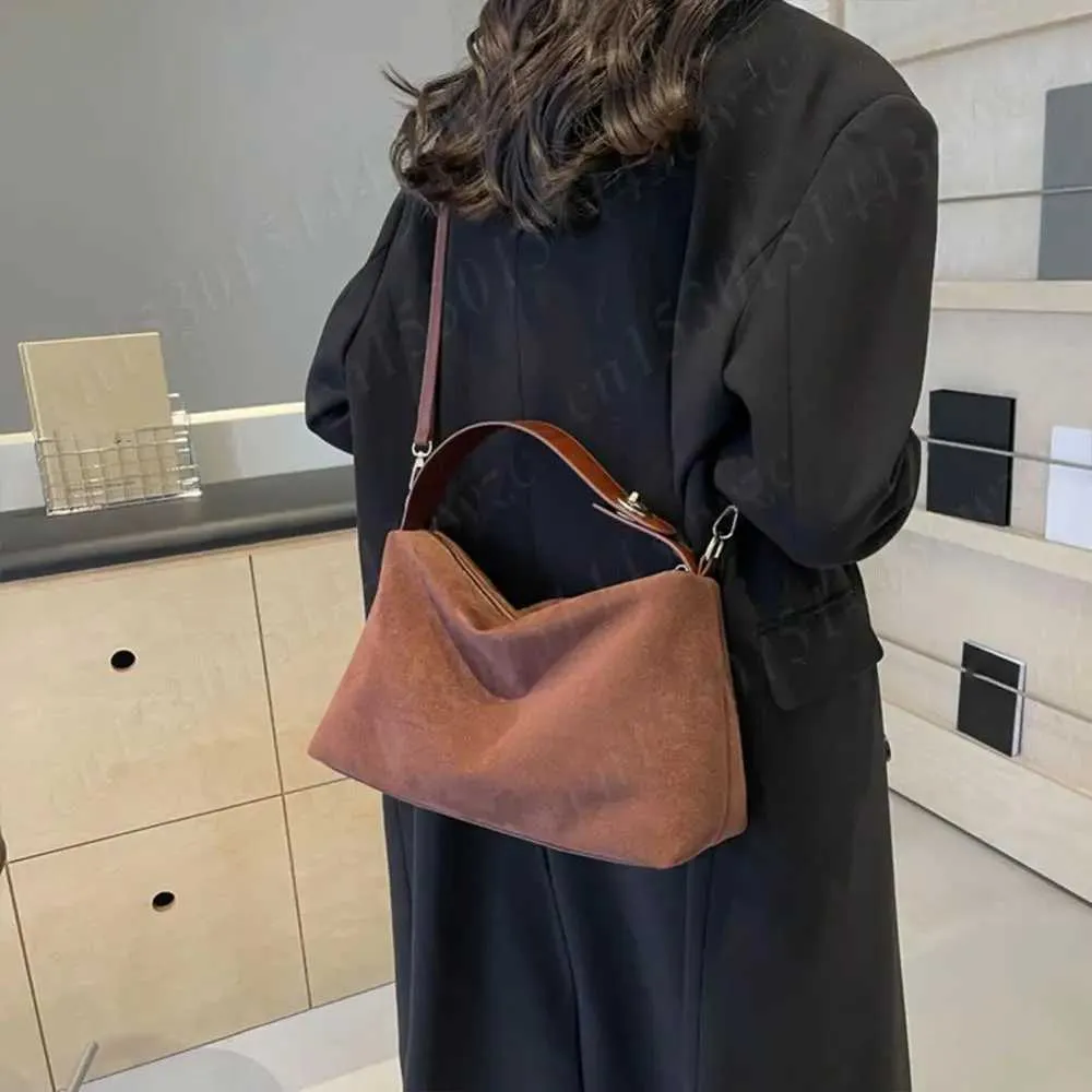New Shoulder Bag for Women Suede Hobo Adjustable Strap Handbag With Inner Pocket Satchel Purse Zipper Crossbody Ba241104_voghion.com