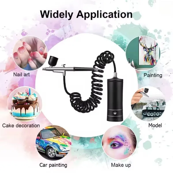 Portable Mini Airbrush Kit With Built-in Compressor Spray Gun_voghion.com