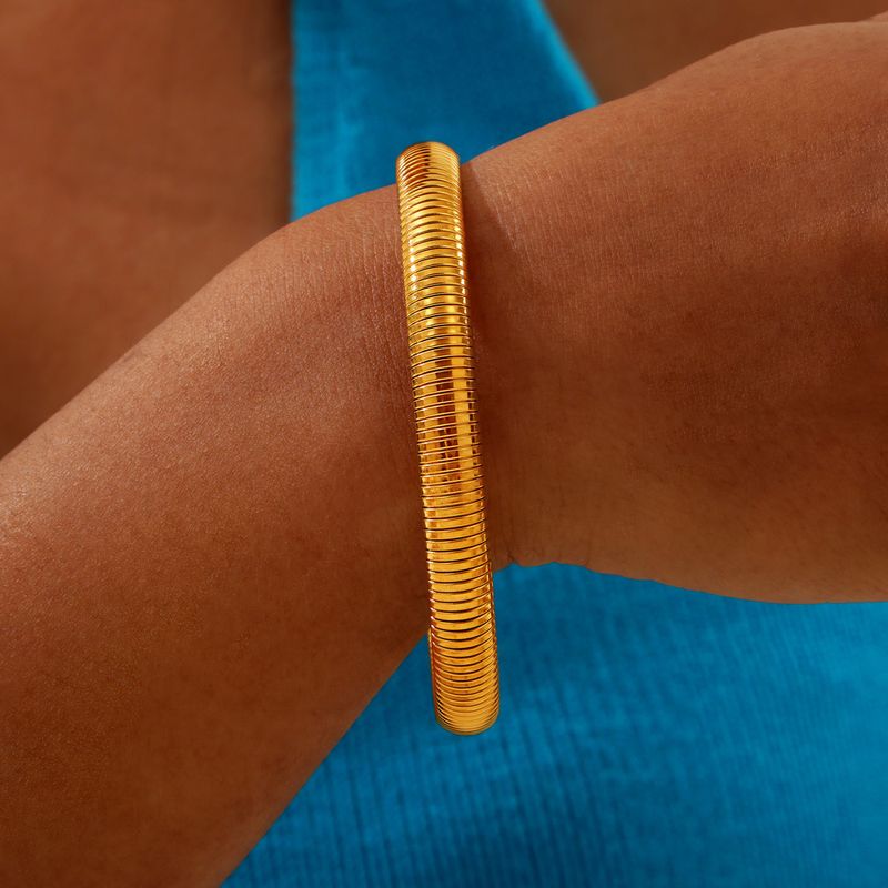 Bijuterii de primăvară cu design geometric texturat pentru femei, din oțel titan placat cu aur, late, la modă, naveta, personalitate simplă, de primăvară_voghion.com