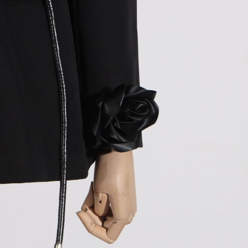 Women's Clothing temperament black three dimensional wer lace ing design long sleeved suit jacket_voghion.com