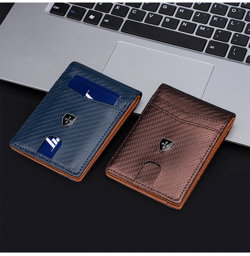 Ανδρικό πορτοφόλι με κοντό κλιπ από ανθρακονήματα και λεπτή μαγνητική τσάντα πολλαπλών θέσεων για κάρτες_voghion.com