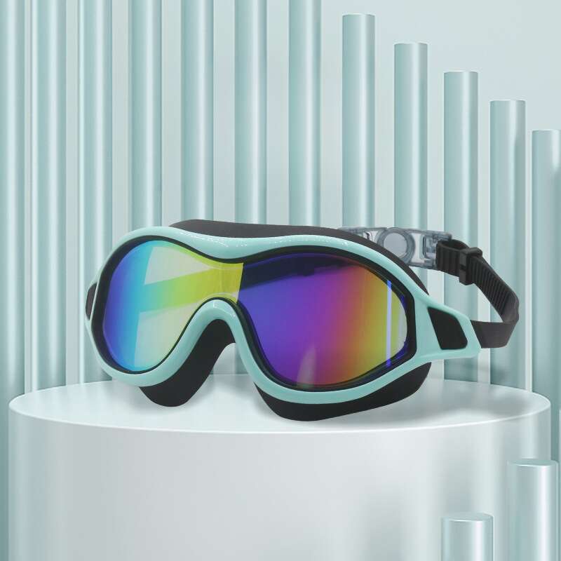Adult Large Frame Electroplated High-definition Swimming Silicone Goggles, Waterproof, Anti Fog, Plated Color Goggles_voghion.com