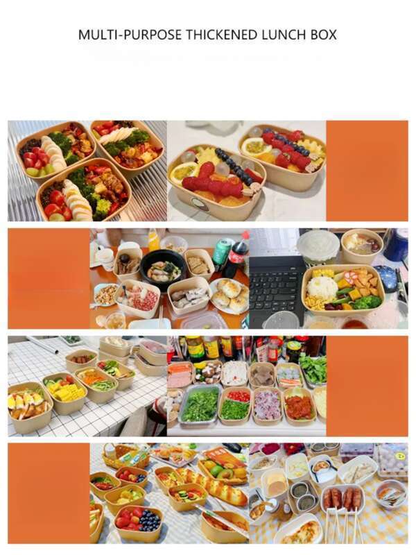 Grătar, Picnic, Camping, Prânz de unică folosință, Ambalaj din hârtie kraft, Cutie pentru sushi, Bol pentru salată cu alimente ușoare, Cutie Bento pentru fructe_voghion.com