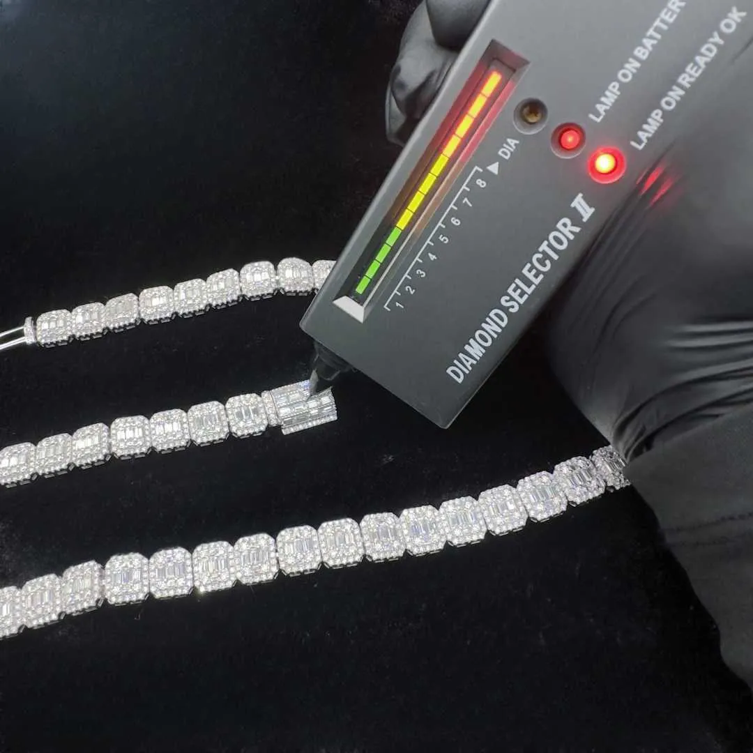 Forgylt mote-smykker Body 10mm/12mm sier Moissanite Hiphop armbånd halskjede med firkantet tenniskjede_voghion.com