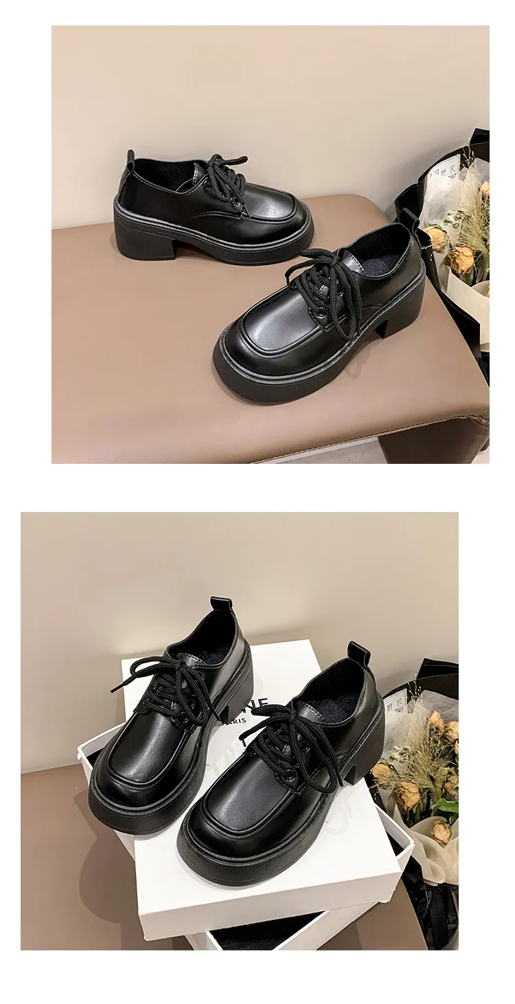Spring 2024 New Black Platform Flats Women Loafers Slip On Boat Shoes Designer Casual Leather Oxfords_voghion.com