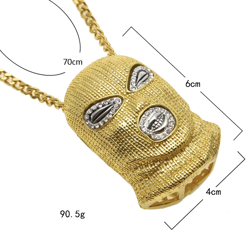 Balaclava Masken Halskette In Rotgold Mit Cuban Chain Kette_voghion.com