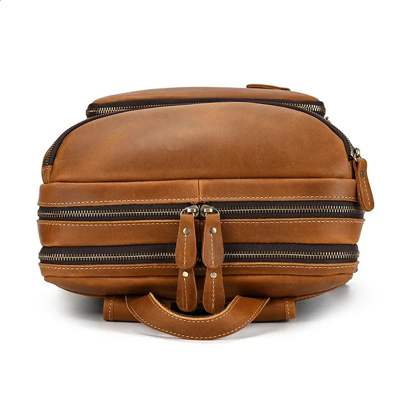 Mochila para portátil de 14" y 15,9" de piel auténtica para hombre, de piel de Caballo Loco, 240902_voghion.com