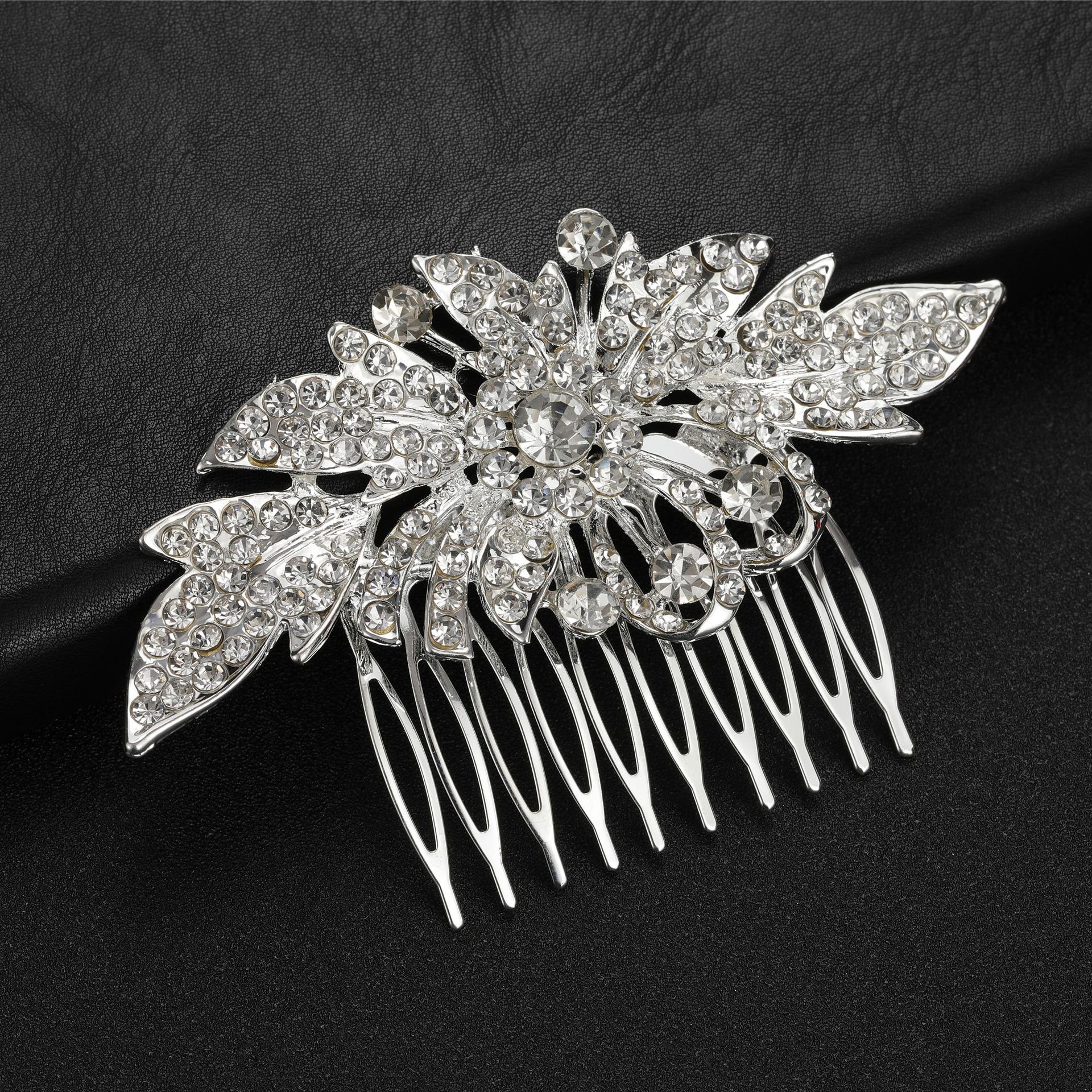 Accessori per capelli da sposa in lega con diamanti, farfalla, foglia, pettine per capelli in vetro, inserto per pettine, pettine laterale, produttore di accessori per capelli all'ingrosso_voghion.com