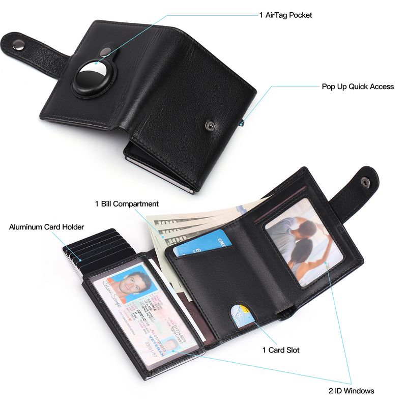 Kartenhalter aus Leder automatischer Kartenhalter, Geldbörse, automatische Kartenbox für Herren, RFID, antimagnetisch,_voghion.com