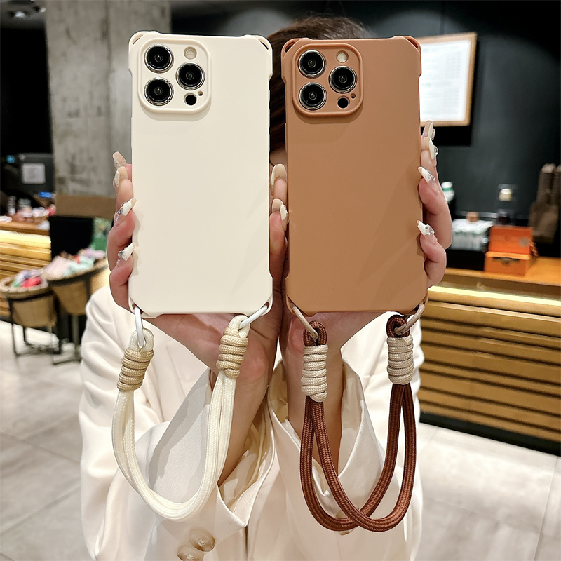 Candy Color Lanyard Strap Phone Case For iPhone 15 14 13 12 11 Pro Max Plus X XS XR Silicone Soft TPU Back Cover_voghion.com