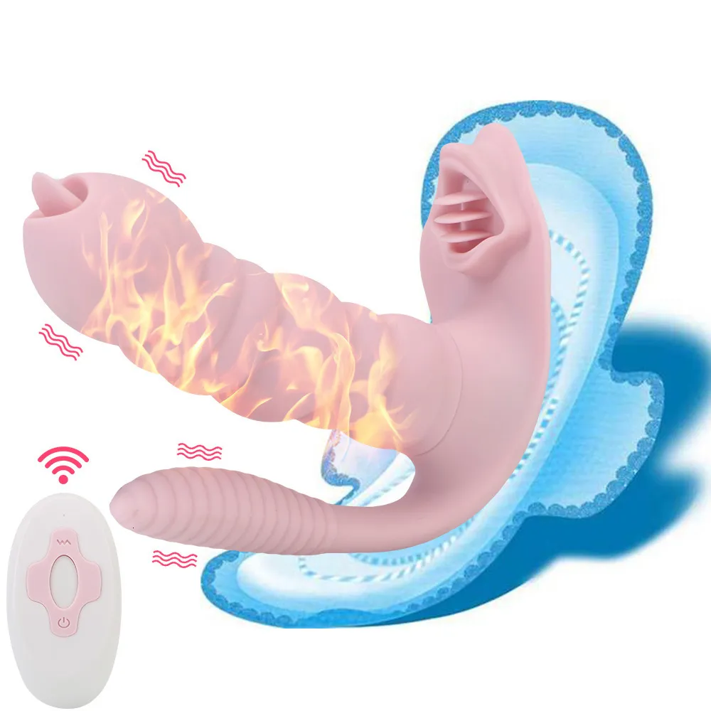 Anal Toys 3 IN 1 Panties Vibrator For Women Clitoris l Licks Heated Dildos Anal Plug Female Masturbator_voghion.com