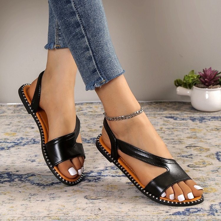 2025 Nuovi sandali piatti grandi con una linea casual, scarpe romane a bocca di pesce, 43_voghion.com
