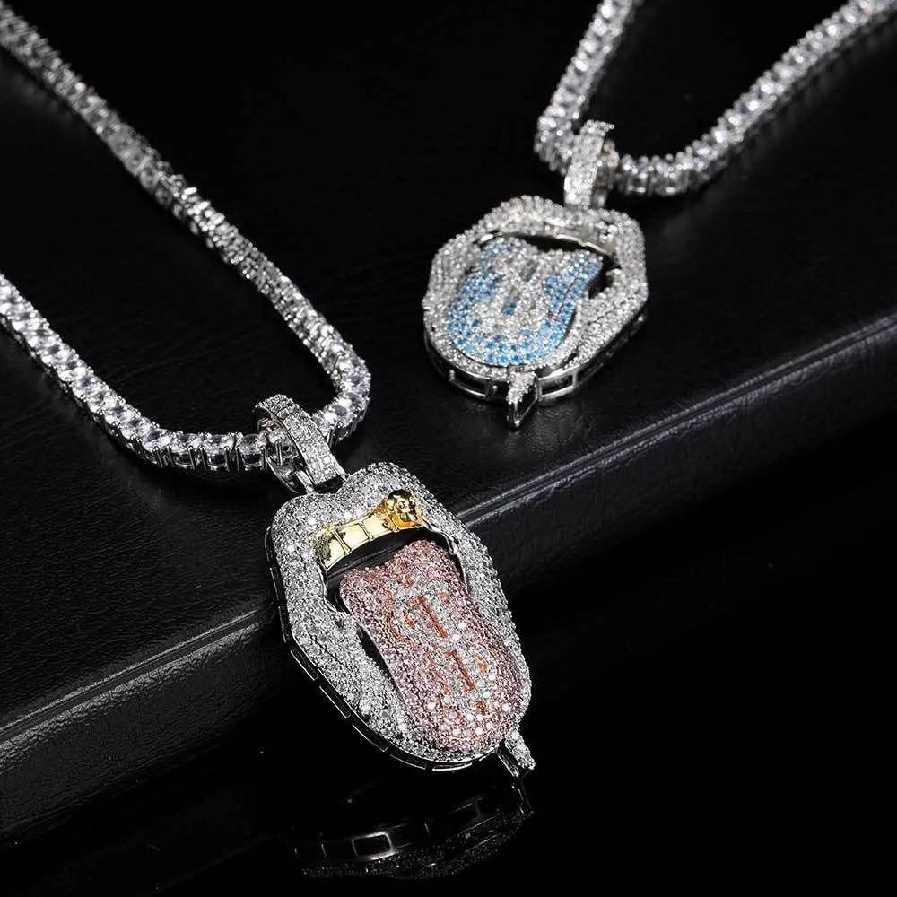 Collier pendentif langue dollar hip hop plaqué or pour homme_voghion.com