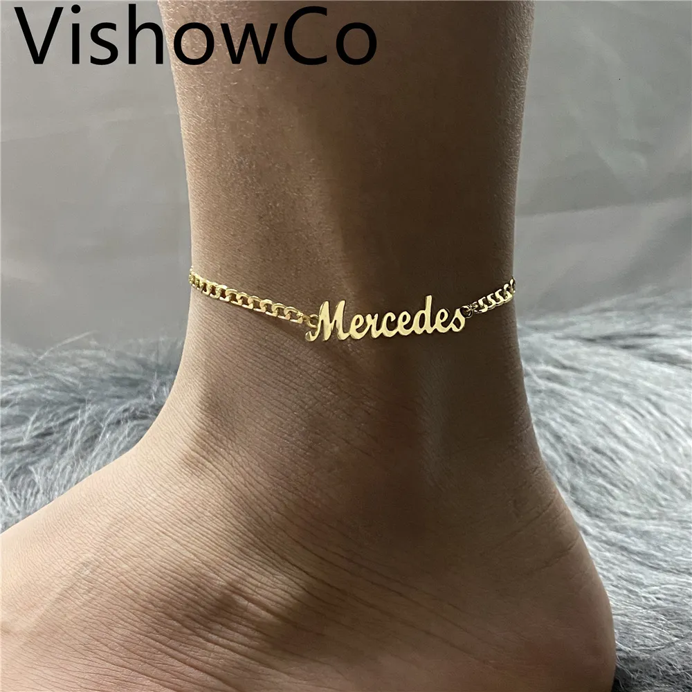 Anklets Customized Name Anklet For Women Personalized Gold Color Stainless Steel Jewelry Custom Nameplate Bracelet With_voghion.com