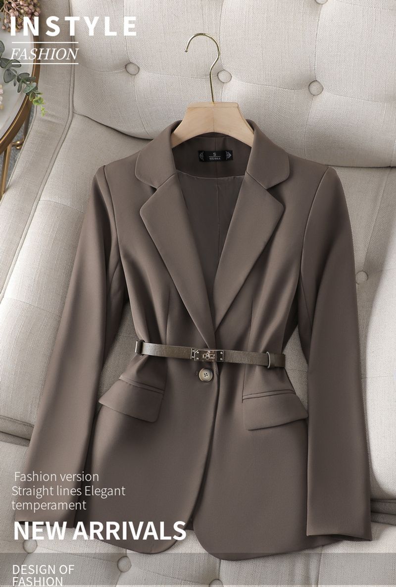 Vêtements pour femmes automne nouveau style veste à col pour femmes couleur unie professionnel décontracté mode polyvalent simple_voghion.com