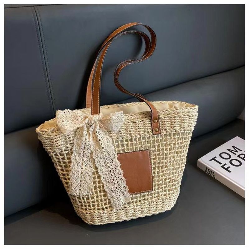 hollow shoulder new simple straw woven holiday style beach versatile women's bag_voghion.com