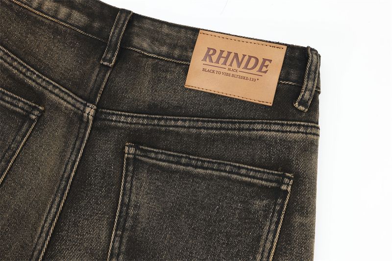 Pantaloni scurți bărbătești, din denim spălat și uzat, lejeri, casual, cu croială dreaptă, până la genunchi, stil american VIP la modă, pentru străzile principale_voghion.com