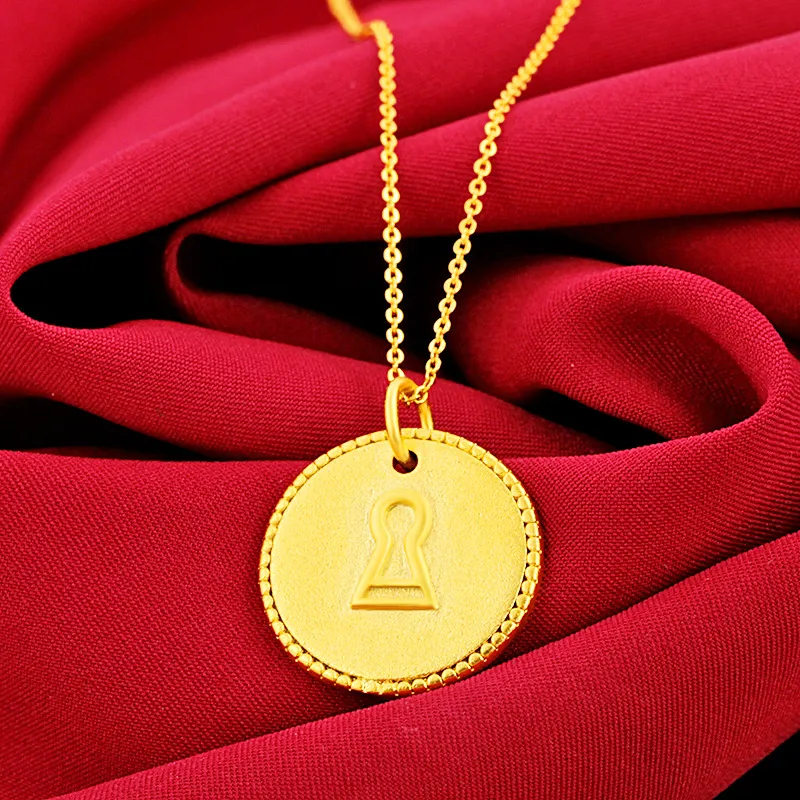 Colliers pendentifs VAMOOSY Pièce de monnaie porte-bonheur couleur or pour femmes Chaîne à maillons Collier Cercle Ras du cou Bijoux de cou de mariée de mariage_voghion.com