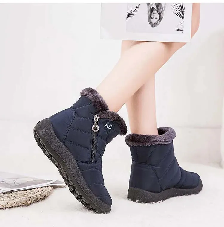 Wasserdichte Damen Schneestiefel Mit Fellfutter Und Reißverschluss_voghion.com
