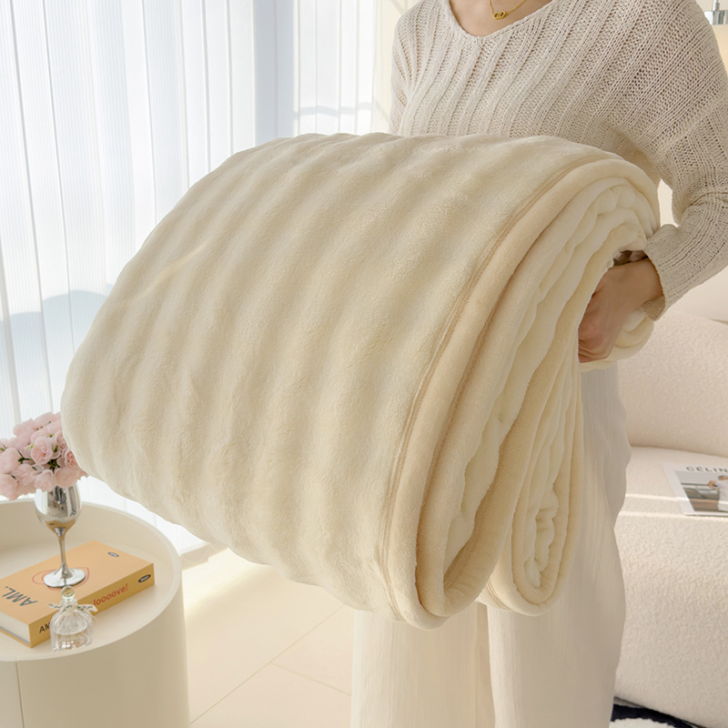 Light luxury high-end rabbit plush double-sided plush, thickened multi-functional air conditioning lunch break cover_voghion.com