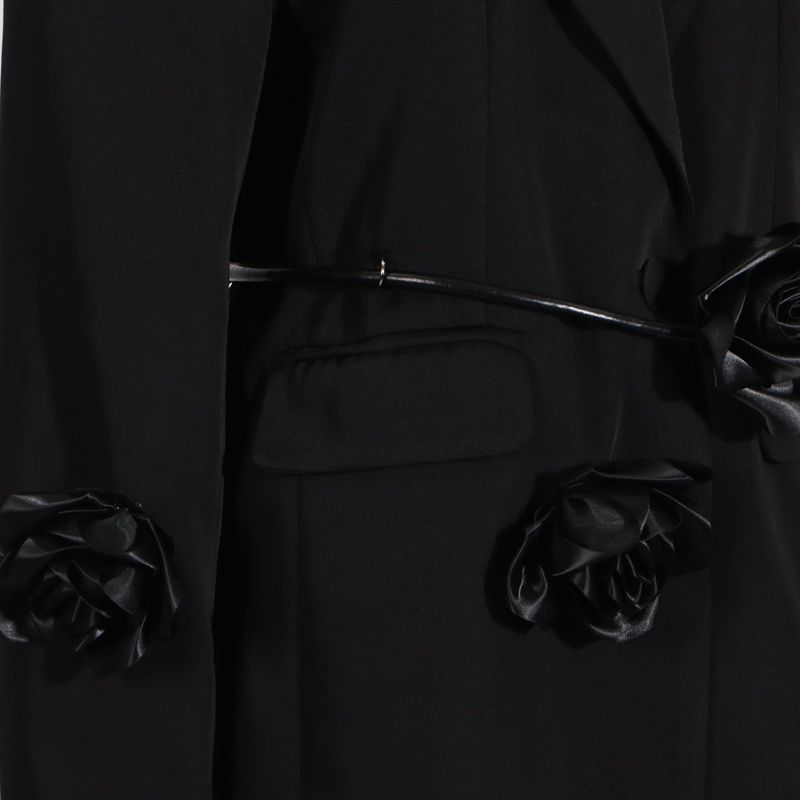 Women's Clothing temperament black three dimensional wer lace ing design long sleeved suit jacket_voghion.com