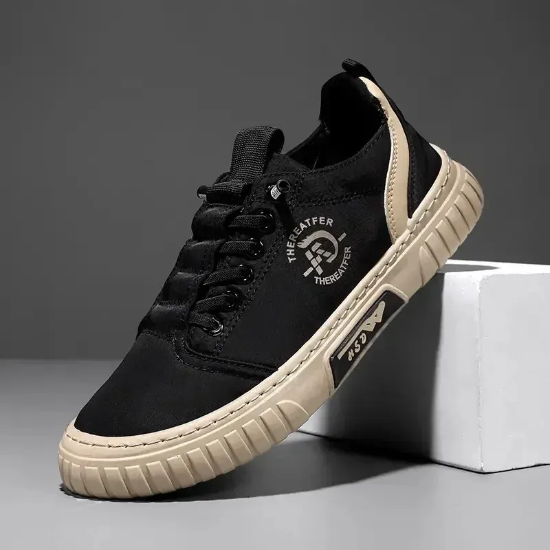 Baskets noires décontractées et respirantes pour hommes, chaussures de conduite, de marche, de tennis, de skate, plates, Zapatillas Hombre 240617_voghion.com