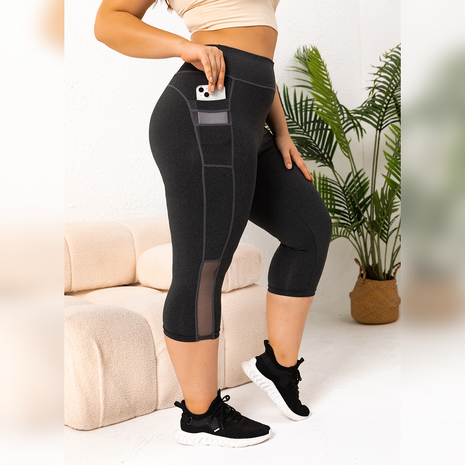 Pocket Large Size Yoga Pants Women's Buttocks Breathable Yoga Clothes Tight Shaping High Waist Sports Bottoming Fitness Pants