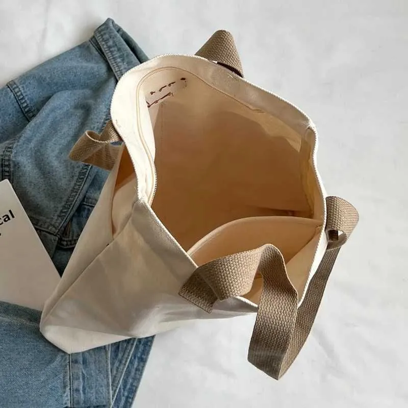 Canvas Tote Bag Women's Shoulder Bag Premium Sensory Handbag_voghion.com