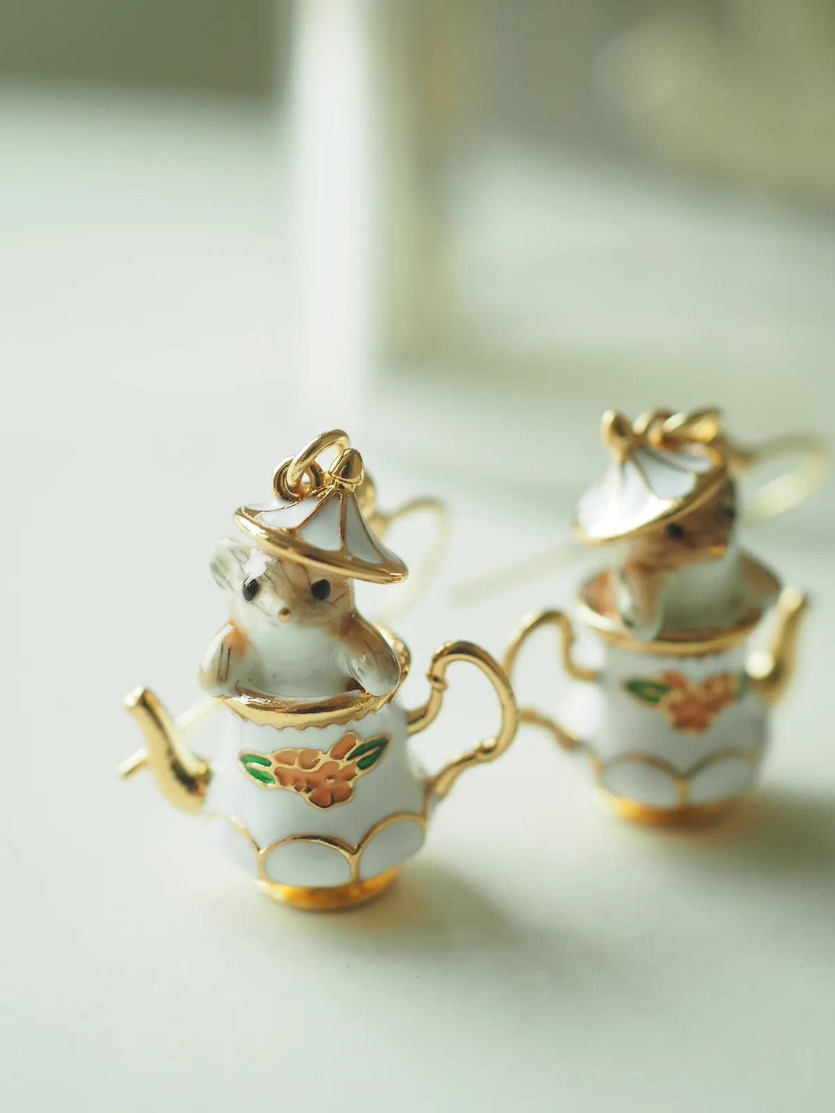 Bellissimo cartone animato tazza da tè Chipmunk orecchini di design collane set di gioielli per donne ragazze simpatico topo retrò vintage oro_voghion.com