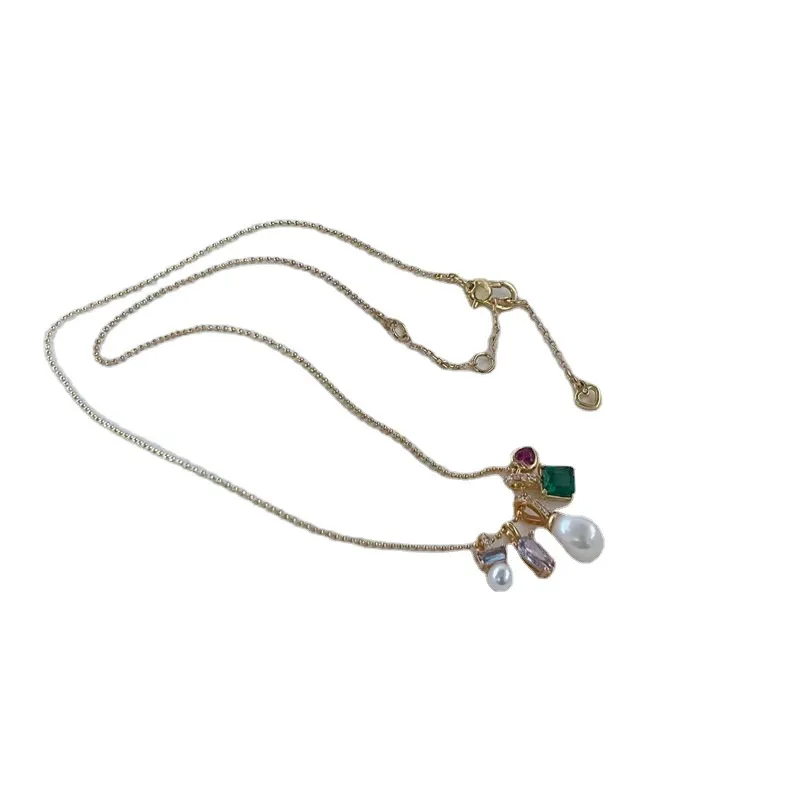 Fashion Ring Pearl Necklace For Women Simple Fresh Colorful Stone Style Love Heart Designer Zircon Nature Sister_voghion.com