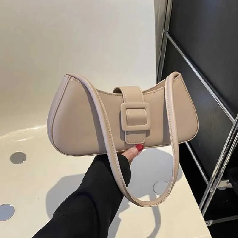 Mode Damen Umhängetasche Einfarbig Leder Quadrat Unterarm Taschen Damen Marke Designer Handtaschen Trendy Crescent_voghion.com