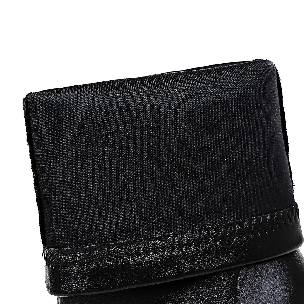 Women 75cm 10cm High Heels Leather Boots Lady Low Short Ankle Stripper Winter Warm Snow Plush Pointed Toe Shoes 240624_voghion.com
