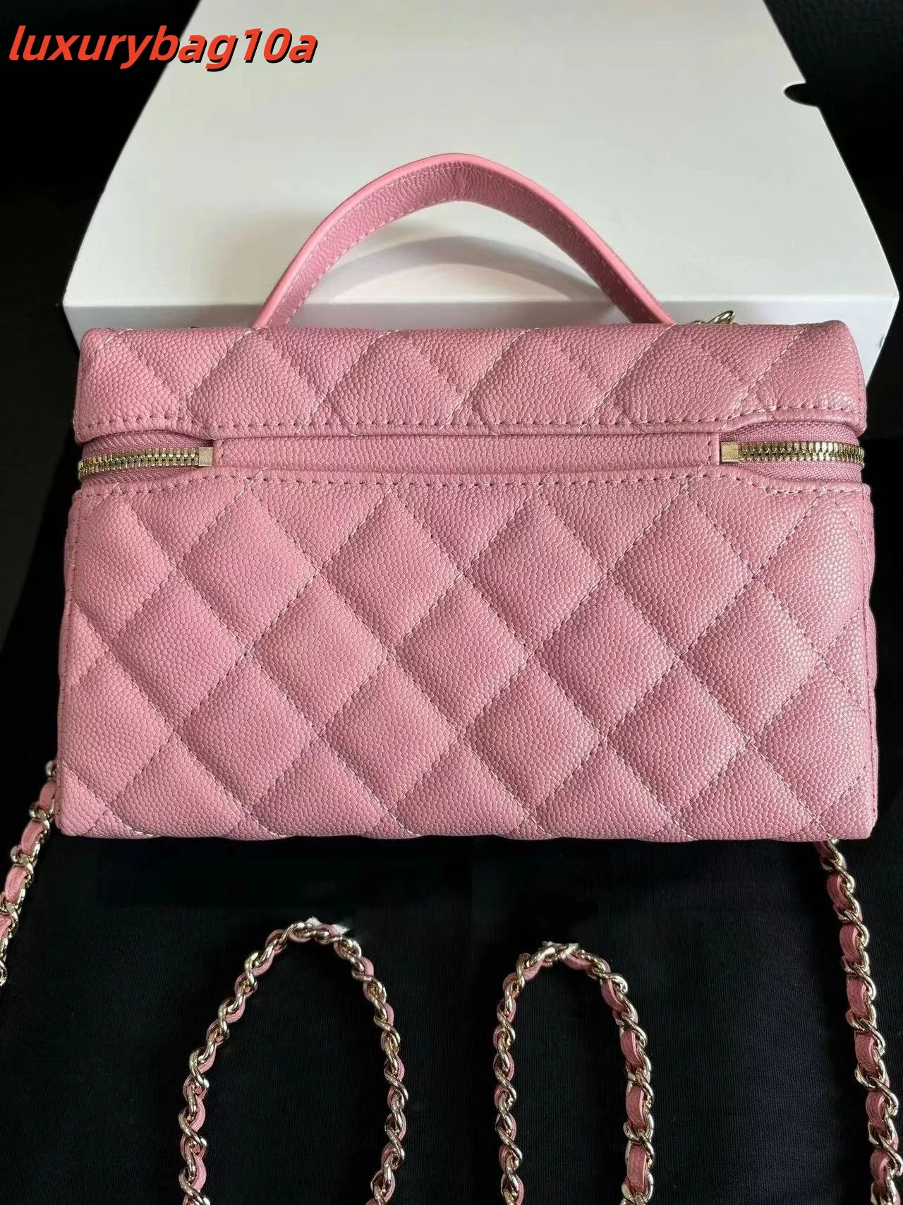 Borse tote da donna, borsa a mano porta pranzo in pelle trapuntata con tracolla dorata staccabile, borsa a tracolla con catena, pochette_voghion.com