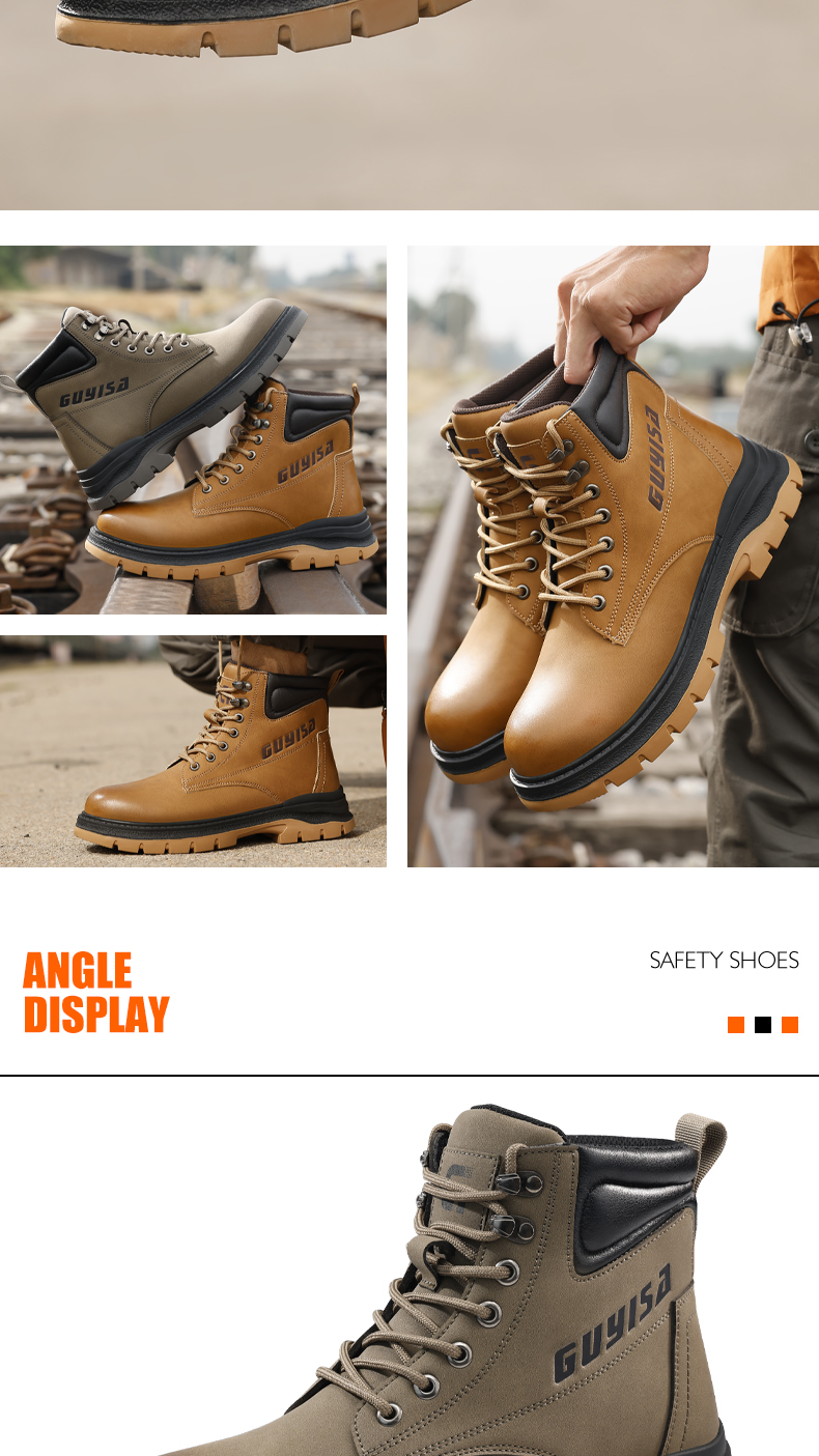 GUYISA Scarpe antinfortunistiche alte con punta in acciaio, impermeabili, antiscivolo, verde oliva 39-45 F063_voghion.com
