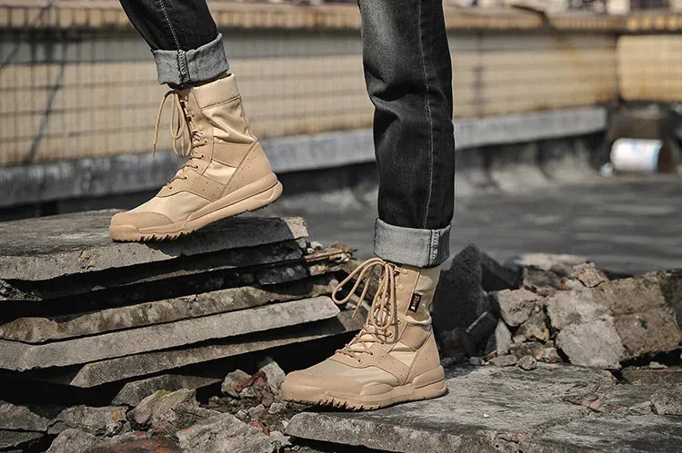 Summer Breathable Desert Hiking Mens High Top Outdoor Climbing Mountaineering Shoes Lightweight Boots 240628_voghion.com