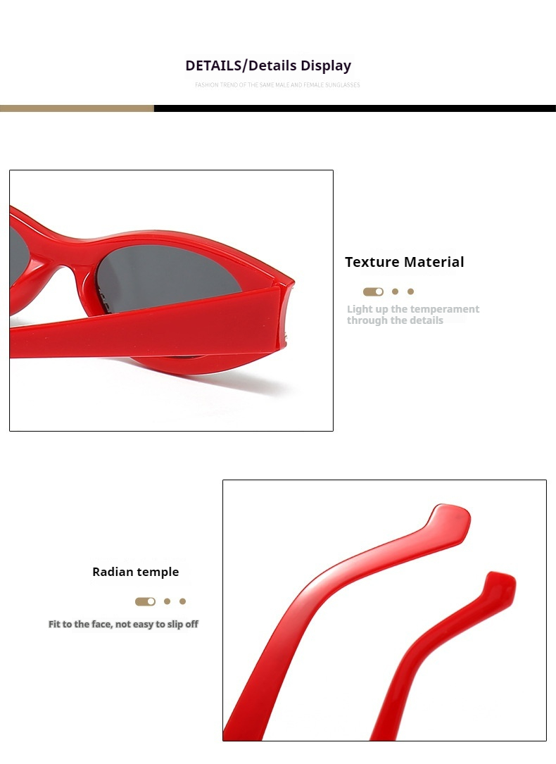 Ochelari de soare personalizați cu fotografie de stradă, cu cadru mic, ochi de pisică, culoare bomboane, la modă, pentru femei_voghion.com