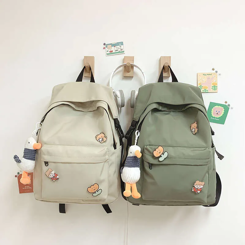 Stesso stile di Blogger Zaino scolastico in nylon di grande capacità Junior Spalle giapponesi Studenti delle scuole superiori Semplice svago_voghion.com